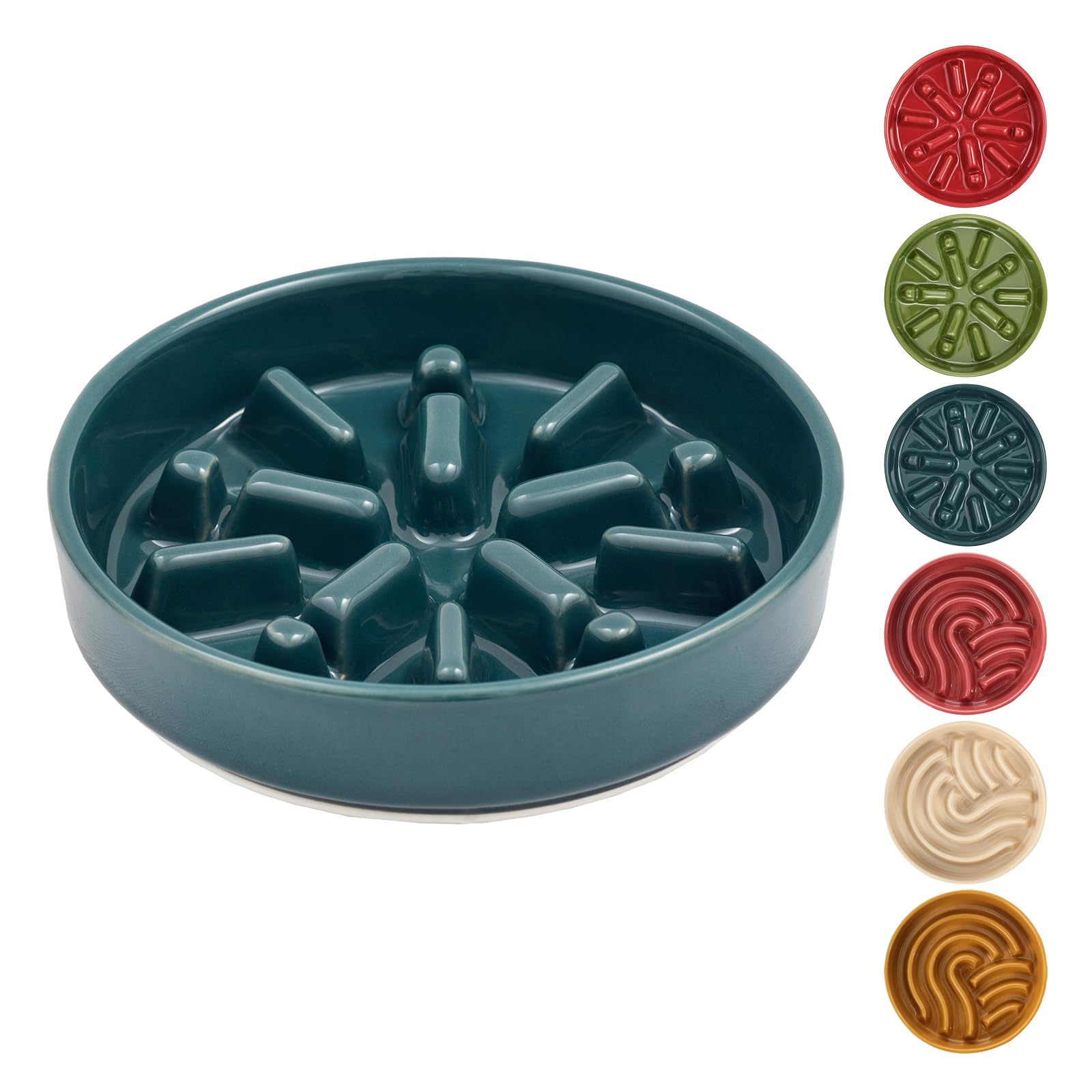 Ceramic Slow Feeder Dog Bowl with Non-Slip Base (Set of 5)