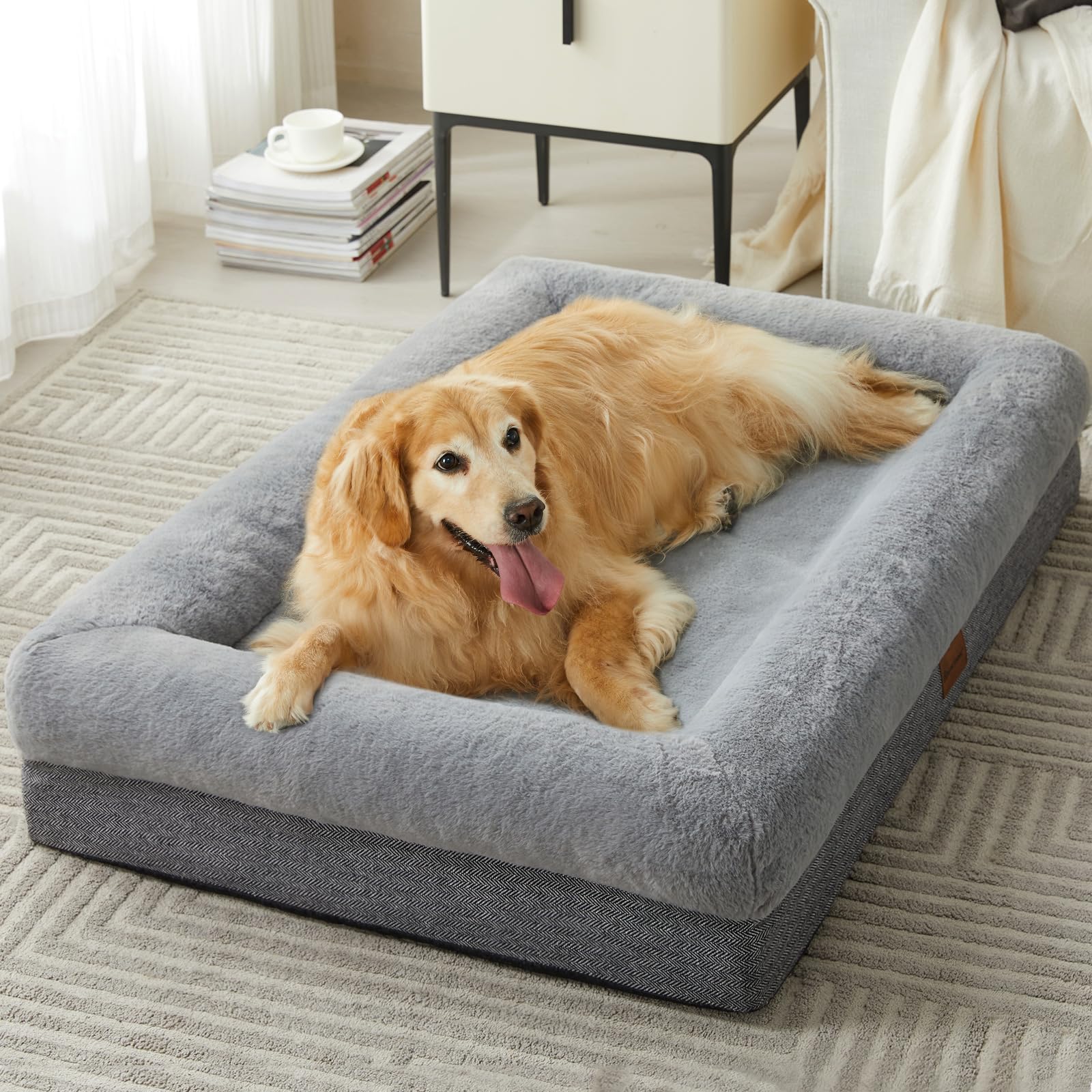 Extra Large Orthopedic Dog Bed with Egg Crate Foam & Waterproof Cover
