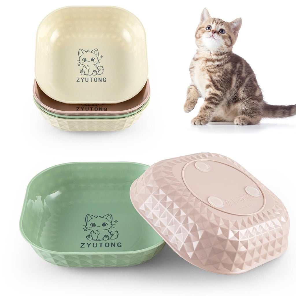 6-Pack Shallow Cat Bowls Set – Whisker Friendly Pet Feeding Dishes
