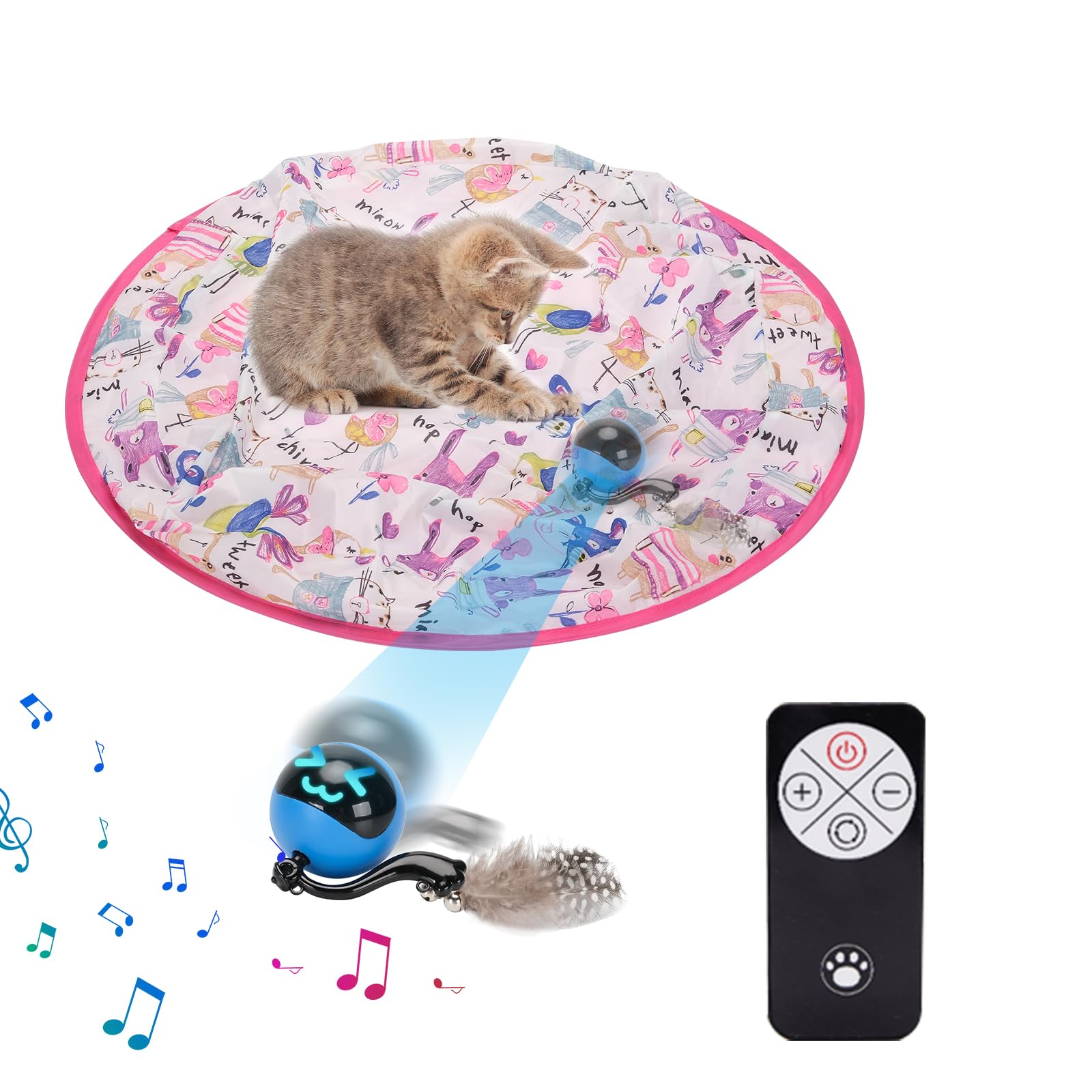 Hide & Seek Interactive Cat Toy Ball with Bird Sounds & LED Lights