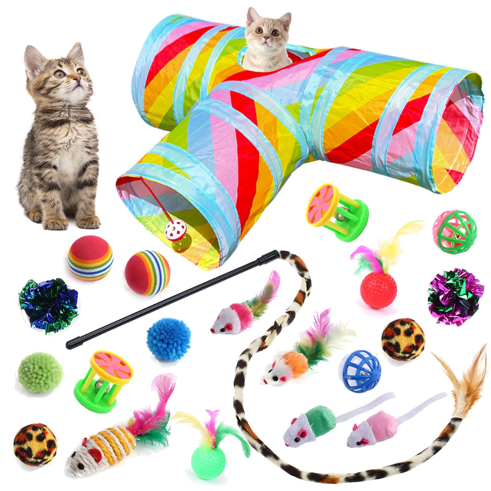 Interactive Cat Tunnel & Toy Bundle Set