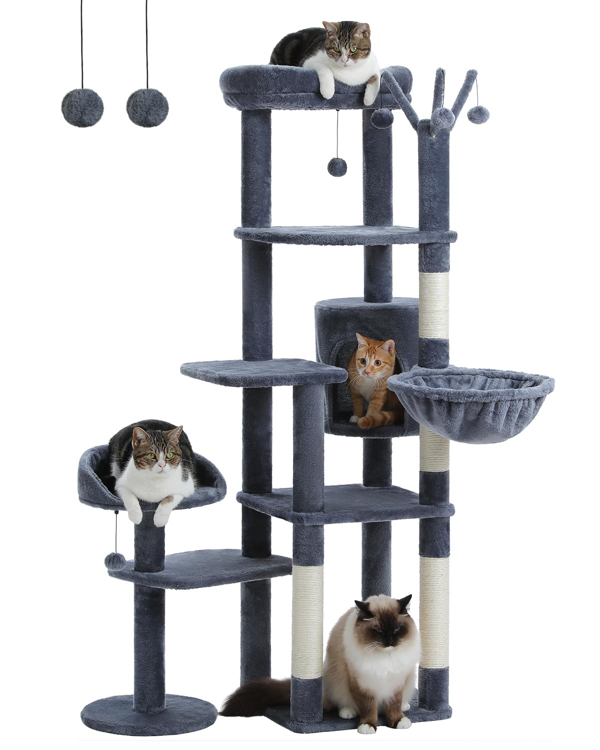 Multi-Level Cat Tree Tower with Hammock, Perch & Scratching Post
