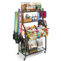 All-in-One Dog Storage Organizer Rack with Toy Bin & Leash Hooks