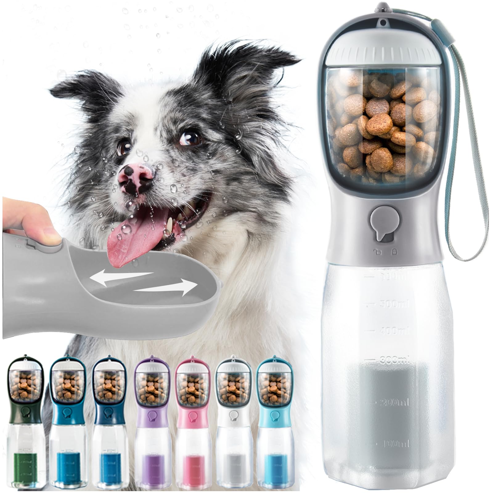 MoonyMars Portable 3-in-1 Food, Mini-Water Bowl and Waste Bag Holder